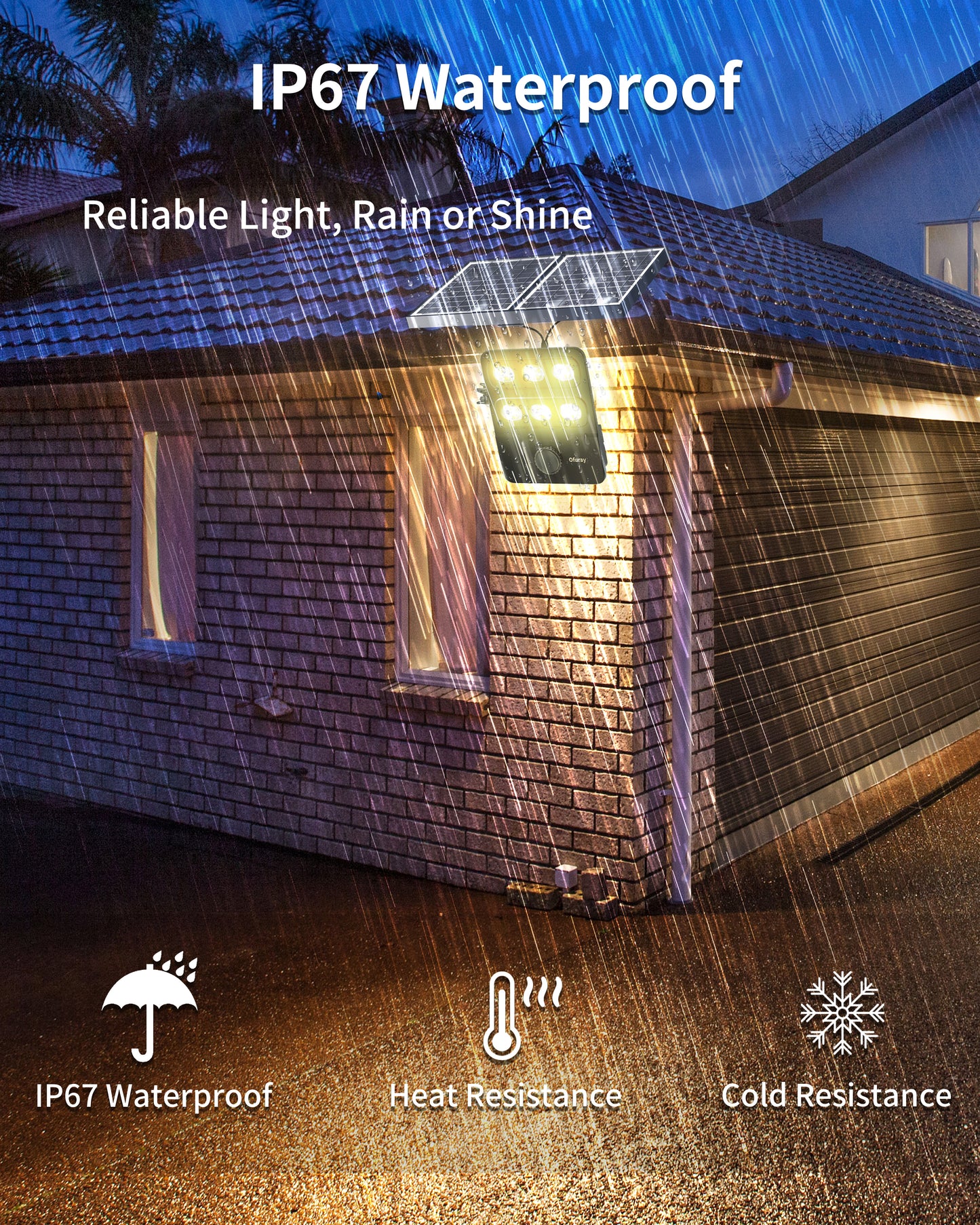 Ofuray 100W Solar Flood Lights Outdoor,18Ah High-Power Solar Street Light with Motion Sensor, 4 Lighting Modes, 3000K / 4000K / 6500K, Dusk to Dawn, 9.8FT Cable, Adjustable Angle, Pole & Wall Mount