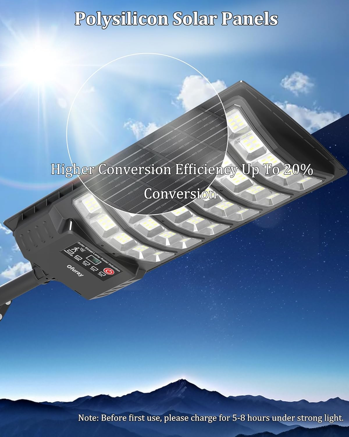 Ofuray Solar Flood Lights Outdoor,5AH High Power Solar Security Parking Lot Lights Dusk to Dawn with Motion Sensor Light 3 Modes,7000k Daylight with Remote Control for Wall,Backyard,Outside OZL-2Pack