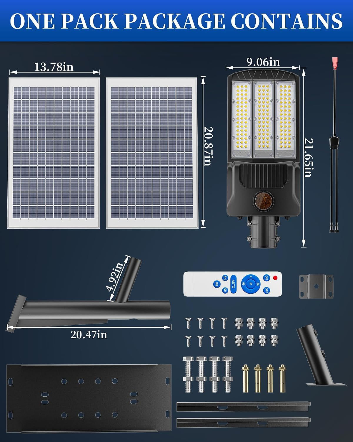 Ofuray Solar Street Lights Outdoor, Of-12000W Commercial Parking Lot Light Solar Security Flood Light, 6500K LED Area Light, Dusk to Dawn IP67 Waterproof, Remote Control for Streets, Courts, Yards
