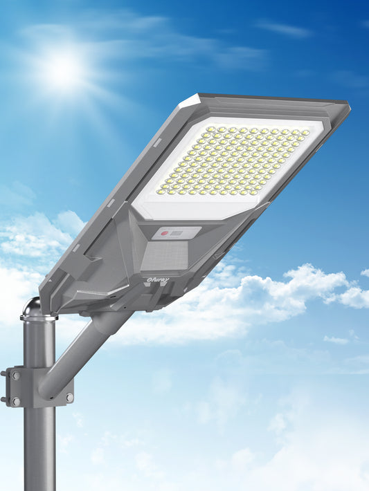 Ofuray Solar Street Light,SFL-OLL Plus 24,000Mah High Power Solar Security Flood Lights Parking Lot Lights Commercial Dusk to Dawn, 6500k Waterproof Led with Motion Sensor for Street,Court,Barn