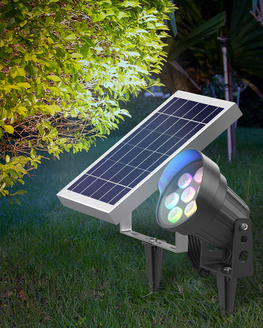 Ofuray Solar Spot Lights Outdoor, RGB Color Changing with 8 Lighting Modes, IP67 Waterproof Landscape Lights 9.8ft Cable, 5200mAh Power Dusk to Dawn Solar Spotlights for Flag, Garden & Outdoor Décor