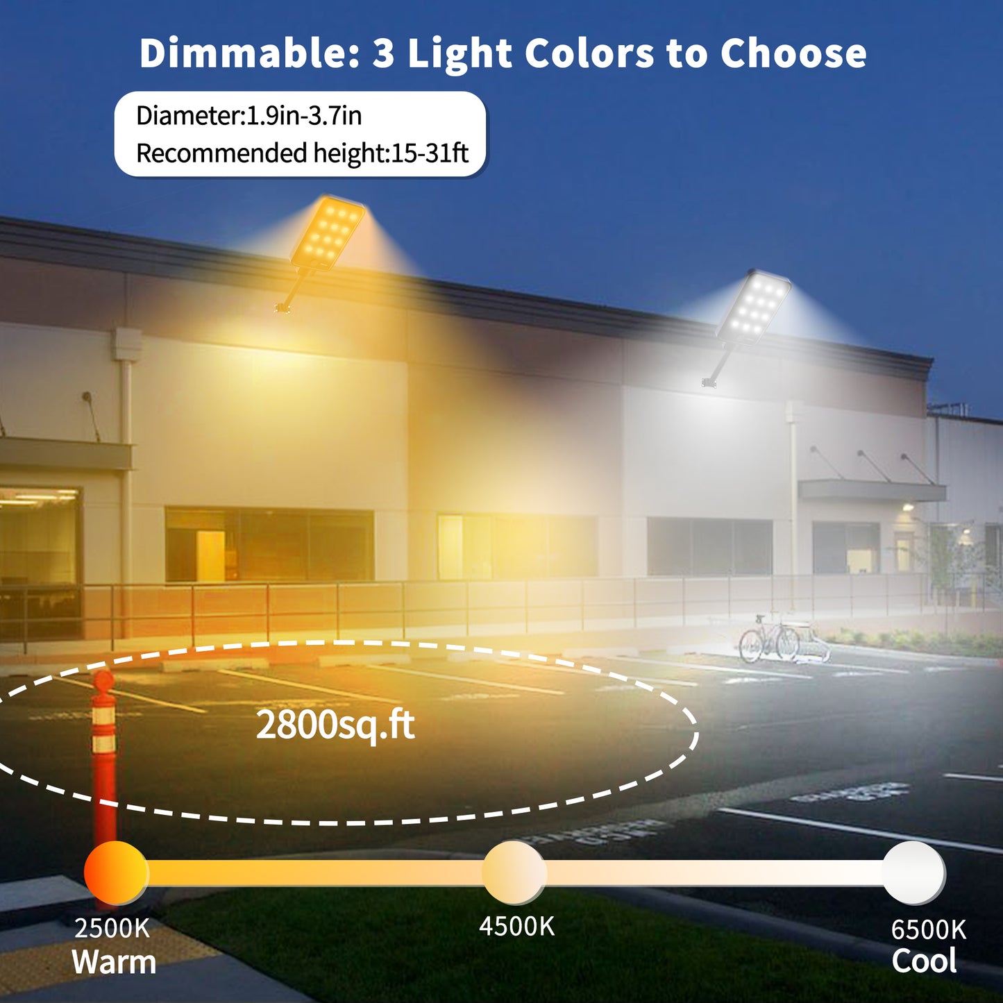 Ofuray Of-12600W Solar Street Lights Outdoor,Commercial Dusk to Dawn Flood Light with Motion Sensor, IP67 Waterproof 120LED High Power Security Lighting for Parking Lot,Yard(Tri-Color)