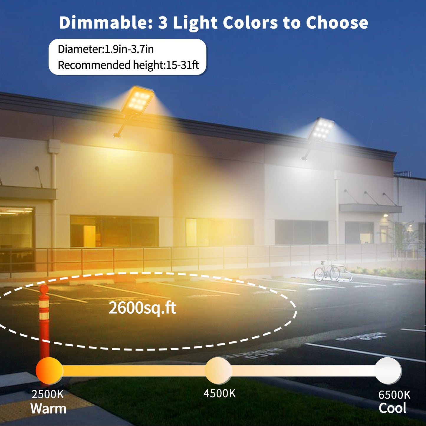 Ofuray Of-9600W Solar Street Lights Outdoor,Commercial Dusk to Dawn Flood Light with Motion Sensor, IP67 Waterproof 90LED High Power Security Lighting for Parking Lot,Yard(Tri-Color)