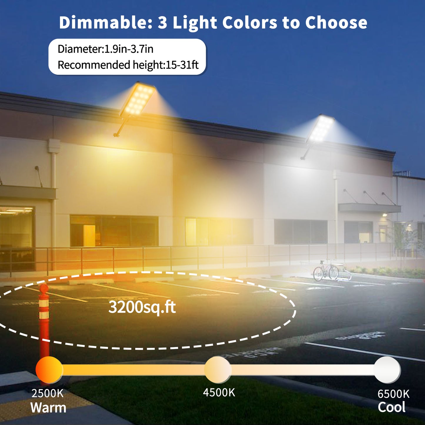 Ofuray Of-15000W Solar Street Lights Outdoor,Commercial Dusk to Dawn Flood Light with Motion Sensor, IP67 Waterproof 150LED High Power Security Lighting for Parking Lot, Yard(Tri-Color)
