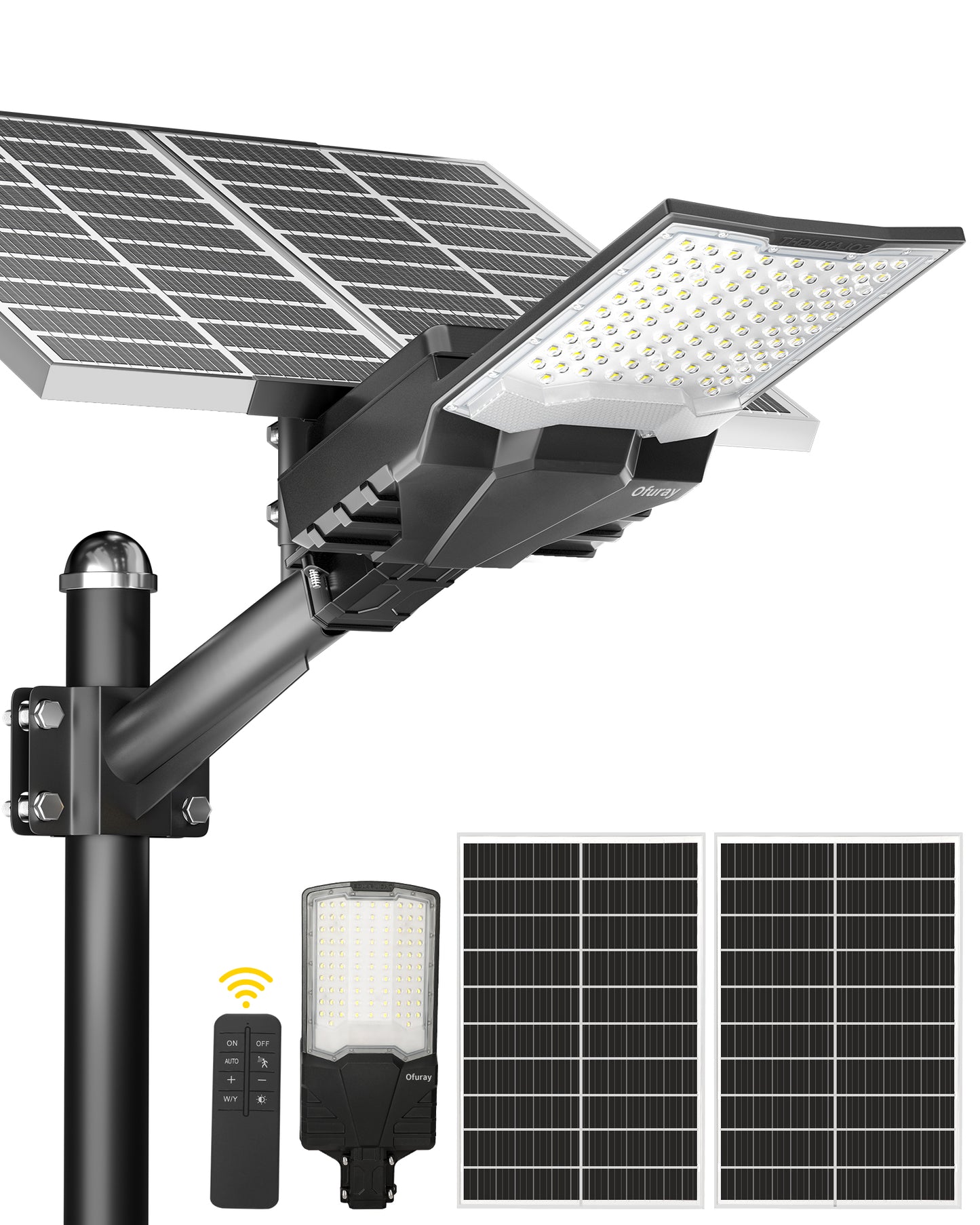 OL-8000W Solar Street Lights Outdoor,Ultra High Power Solar Security Flood Lights Parking Lot Lights Commercial Dusk to Dawn,IP67 6500k Led with Remote for Street,Court,Barn