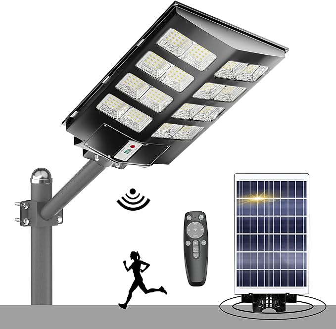 Ofuray 1600W Solar Street Lights Outdoor Waterproof, 248000LM Solar Parking Lot Security Flood Lights Commercial Dusk to Dawn, 6500k IP67 Street Led with Remote Control for Road,Court