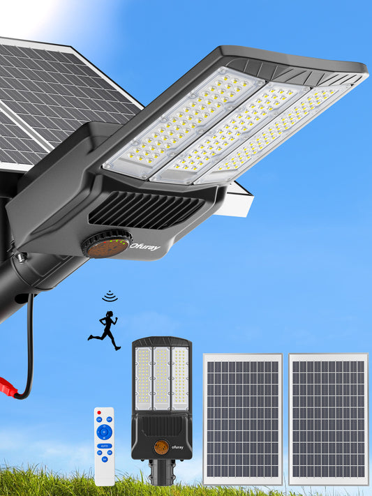 Ofuray Of-9800W Solar Street Lights Outdoor, 750000Lm Solar Parking Lot Lights Commercial Dusk to Dawn, 6500k IP67 Big Power with Remote Control for Street,Court,Yard