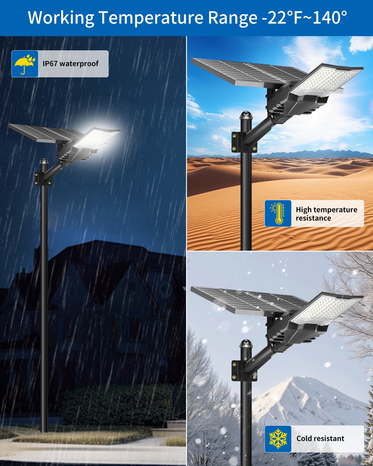 OL-8000W Solar Street Lights Outdoor,Ultra High Power Solar Security Flood Lights Parking Lot Lights Commercial Dusk to Dawn,IP67 6500k Led with Remote for Street,Court,Barn