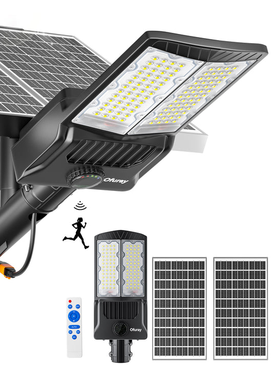 OL-9000W Solar Street Lights Outdoor, Solar Security Flood Lights Parking Lot Lights Commercial Dusk to Dawn,6500K Big Power Remote Control with Motion Sensor for Street,Yark