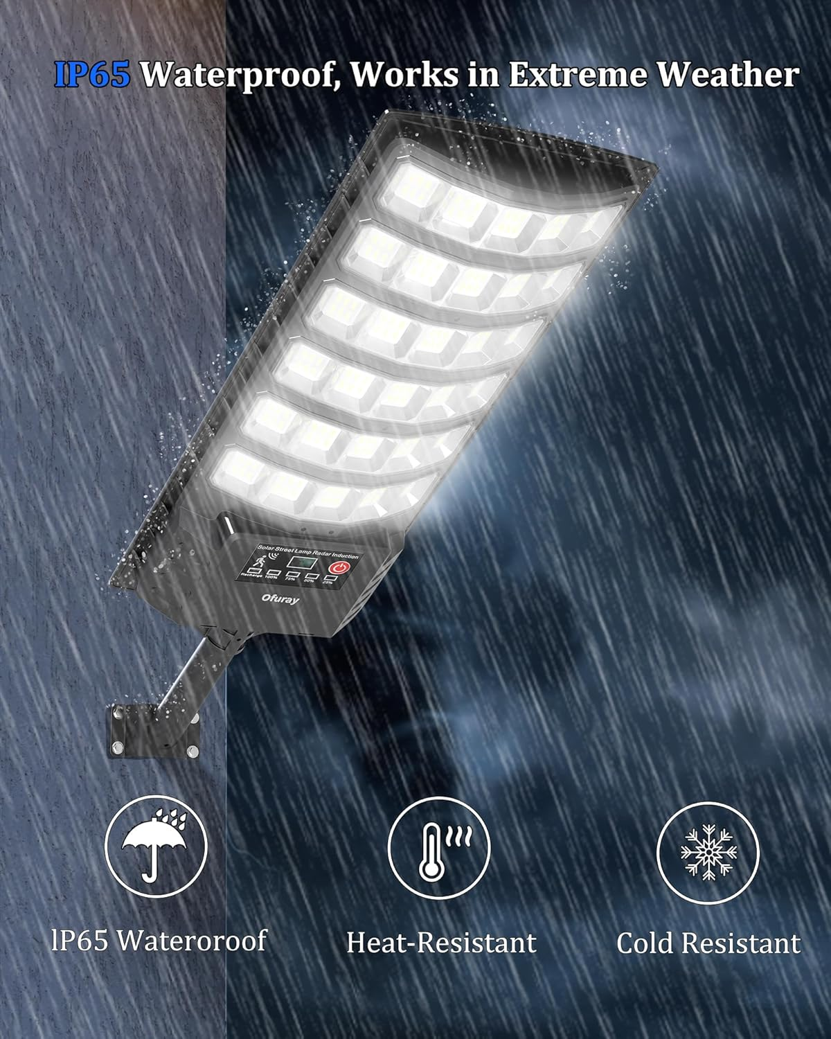 Ofuray Solar Flood Lights Outdoor,5AH High Power Solar Security Parking Lot Lights Dusk to Dawn with Motion Sensor Light 3 Modes,7000k Daylight with Remote Control for Wall,Backyard,Outside OZL-1Pack