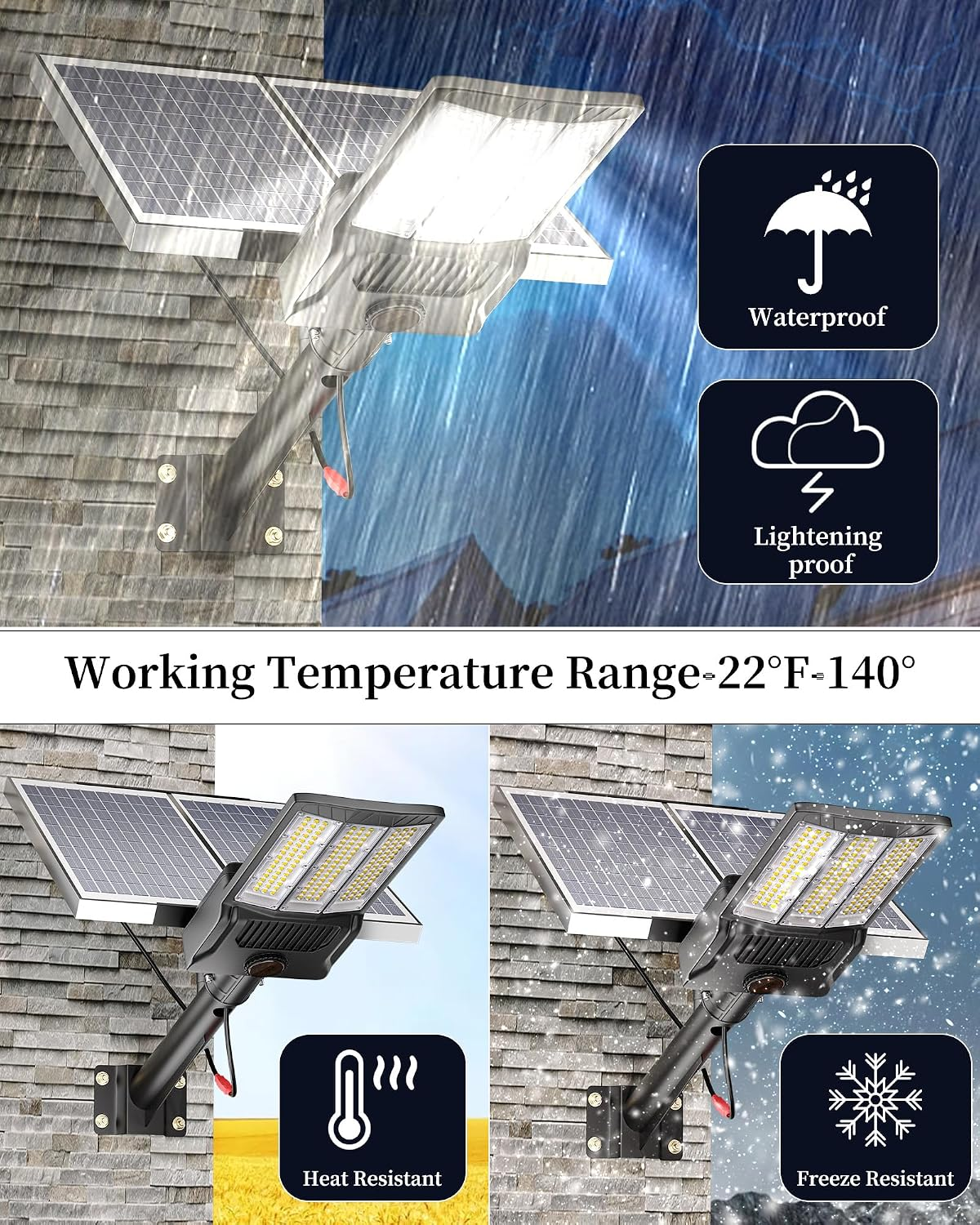 Ofuray Solar Street Lights Outdoor, Of-12000W Commercial Parking Lot Light Solar Security Flood Light, 6500K LED Area Light, Dusk to Dawn IP67 Waterproof, Remote Control for Streets, Courts, Yards