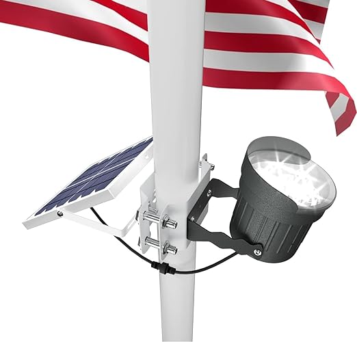 Ofuray Solar Flag Pole Light Waterproof, Dimmable 3000-6000K Brightest Flag Pole Light Solar Powered, 3in1 Design American Flag Led Solar Spot Lights Outdoor for Yard Dusk to Dawn fit 1"-4'' Flagpole