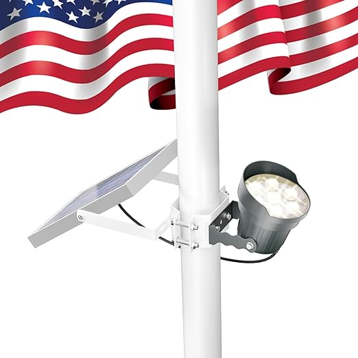 Ofuray Solar Flag Pole Light Waterproof, Dimmable 3000-6000K Brightest Flag Pole Light Solar Powered, 3in1 Design American Flag Led Solar Spot Lights Outdoor for Yard Dusk to Dawn fit 1"-4'' Flagpole