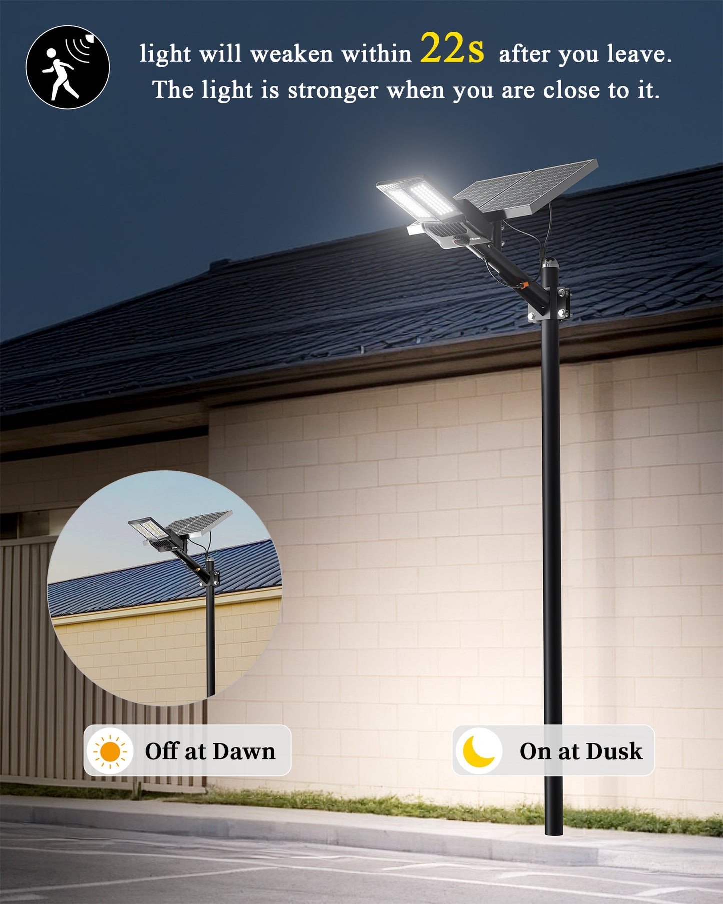 OL-9000W Solar Street Lights Outdoor, Solar Security Flood Lights Parking Lot Lights Commercial Dusk to Dawn,6500K Big Power Remote Control with Motion Sensor for Street,Yark