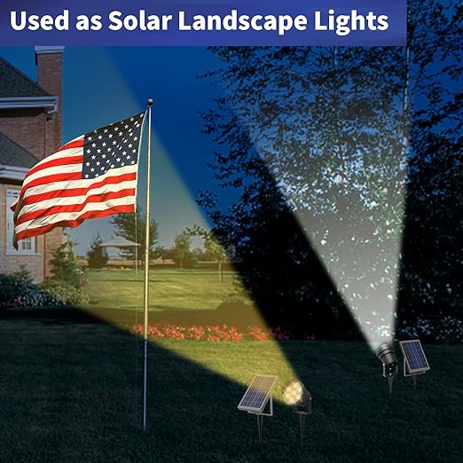 Ofuray Solar Flag Pole Light Waterproof, Dimmable 3000-6000K Brightest Flag Pole Light Solar Powered, 3in1 Design American Flag Led Solar Spot Lights Outdoor for Yard Dusk to Dawn fit 1"-4'' Flagpole