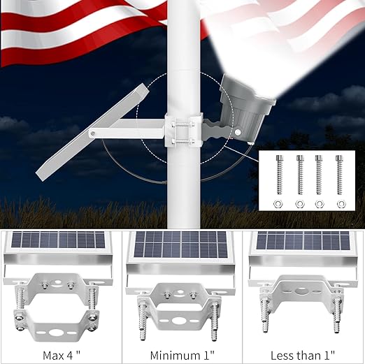 Ofuray Solar Flag Pole Light Waterproof, Dimmable 3000-6000K Brightest Flag Pole Light Solar Powered, 3in1 Design American Flag Led Solar Spot Lights Outdoor for Yard Dusk to Dawn fit 1"-4'' Flagpole