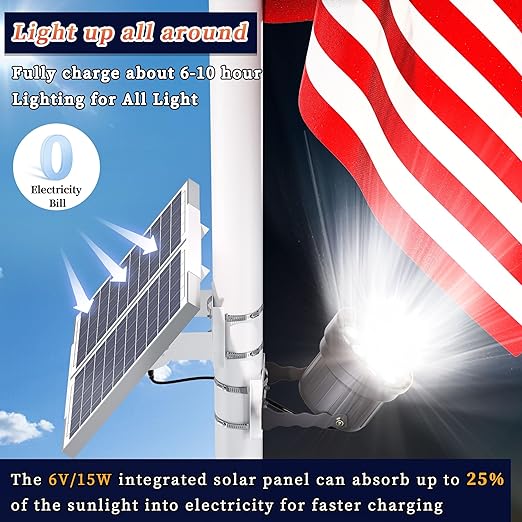 Ofuray Solar Flag Pole Light,24W Upgrade Big Solar Light for Flag Pole Outdoor Powered, American Flag Solar Flag Pole Lights Outdoor Dusk to Dawn with Remote Control fit 0.5"-4'' Diameter Flagpole