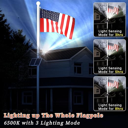 Ofuray Solar Flag Pole Light,24W Upgrade Big Solar Light for Flag Pole Outdoor Powered, American Flag Solar Flag Pole Lights Outdoor Dusk to Dawn with Remote Control fit 0.5"-4'' Diameter Flagpole