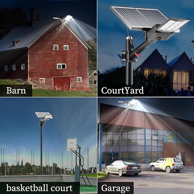 Ofuray 3000W Solar Street Light Outdoor Waterproof, 300800LM Solar Parking Lot Lights Commercial Dusk to Dawn, 6500k IP67 Street Led with Remote Control for Street,Court,Barn