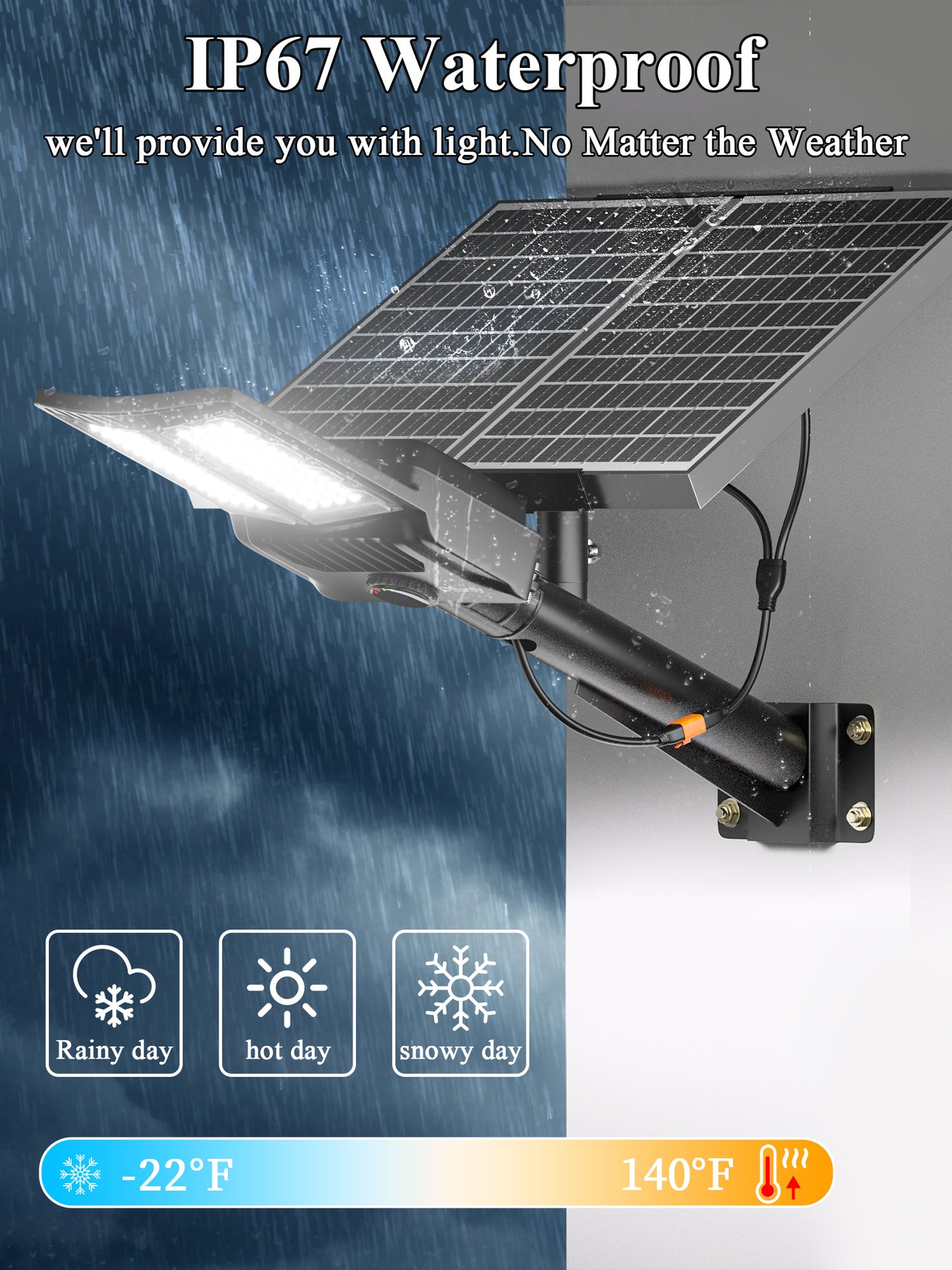 OL-9000W Solar Street Lights Outdoor, Solar Security Flood Lights Parking Lot Lights Commercial Dusk to Dawn,6500K Big Power Remote Control with Motion Sensor for Street,Yark