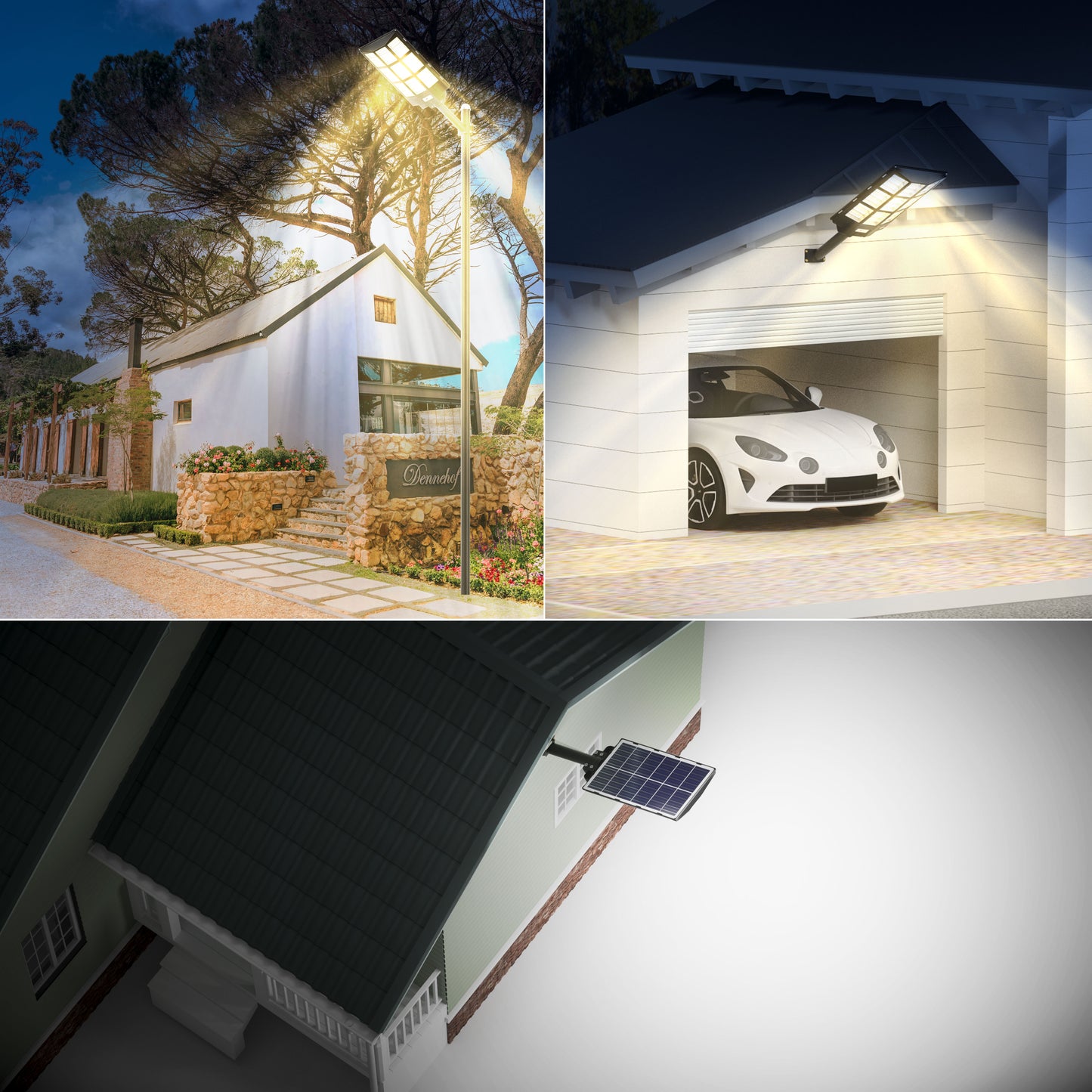 Solar Street Lights Outdoor,Solar Security Flood Lights Parking Lot Lights Commercial Dusk to Dawn, 6500k Waterproof Led with Remote Control Motion for Street,Court,Barn (Of-7200W 600000Lm)