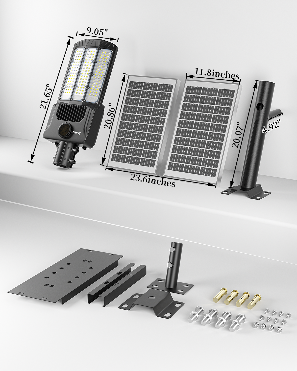 Ofuray Of-7800W Solar Street Lights Outdoorf, 600000Lm Solar Security Flood Lights Parking Lot Lights Commercial Dusk to Dawn, 6500k Street Led with Remote Control for Street,Court,Barn